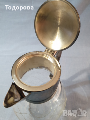 Голяма кристална кана с посребрен обков.Вместимост до ръб - 3 литра. без забележки., снимка 7 - Аксесоари за кухня - 44571141