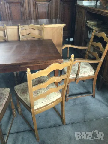 Стара маса и 6 стола, снимка 3 - Антикварни и старинни предмети - 49774820
