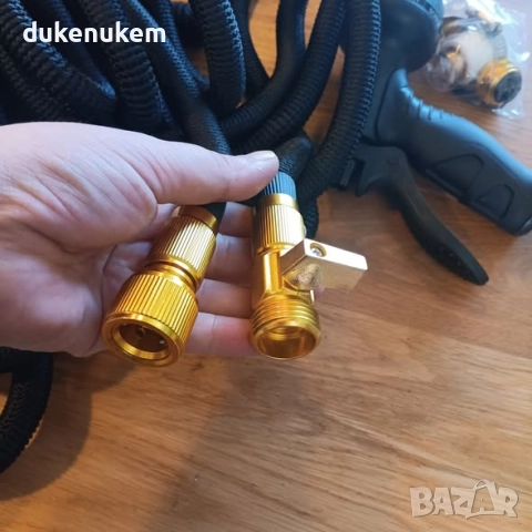Разтегателен градински маркуч 30 м с накрайници и пистолет с 10 режима, снимка 8 - Други инструменти - 52222668