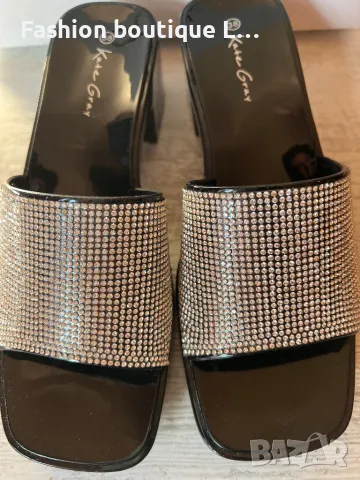 Kate Gray Нови сандали целите в диаманти в черен цвят с дебел ток 38 номер 🖤, снимка 3 - Сандали - 47866959