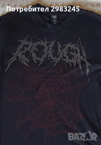 Черна блуза с дълги ръкави и мъниста , снимка 2 - Блузи с дълъг ръкав и пуловери - 47371044