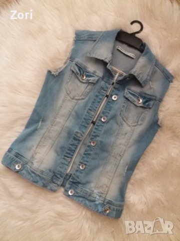 Дънков елек с накъсан ефект, снимка 1