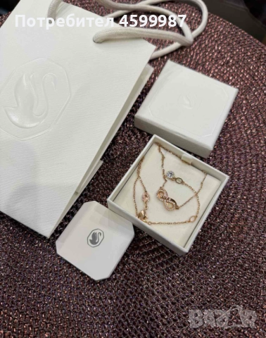 Колие Swarovski позлатено розово злато и цирконий, снимка 7 - Колиета, медальони, синджири - 51778273