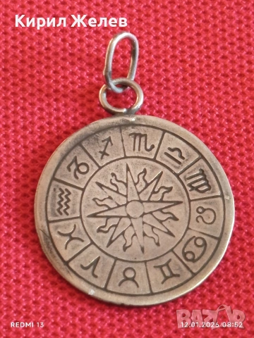 Сребърен медальон Зодиакален амулет подходящ аксесоар за ежедневието 12293, снимка 6 - Колиета, медальони, синджири - 53069084