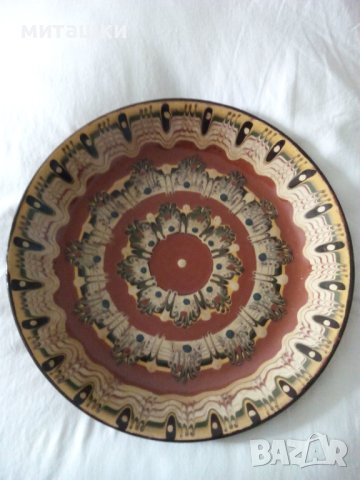 Голяма рисувана керамична чиния за стена , плато , снимка 1 - Декорация за дома - 42848647