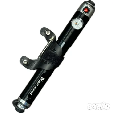 Алуминиева Преносима Помпа За Велосипед С Манометър И Стойка За Транспорт + Безплатна Доставка