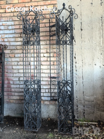 оградни пана ковано желязо масивни ; портал с колони и наземни фенери, снимка 5 - Огради и мрежи - 52639983