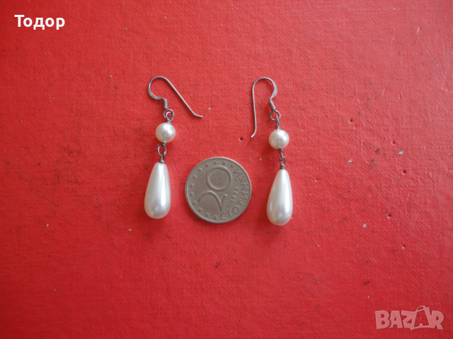 Уникални сребърни обеци обици с перли 925, снимка 5 - Обеци - 44762149
