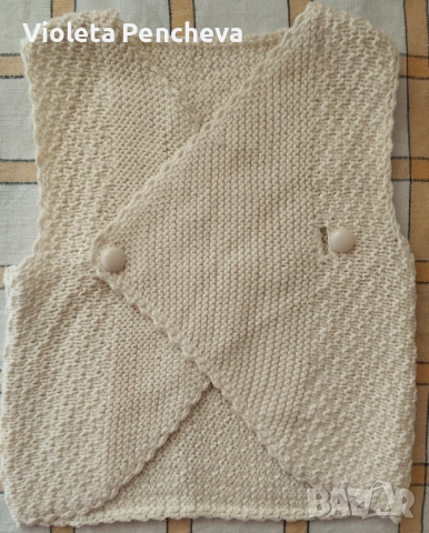 Ръчно плетен комплект елече и блузка, ретро стил, 6-12месеца, снимка 4 - Детски комплекти - 52126255