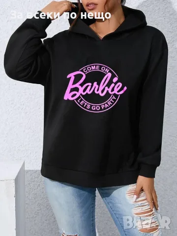 Barbie Дамски Черен Суитшърт С Качулка И Атрактивна Щампа Барби Код I_90