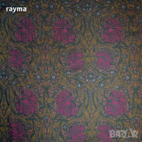 Плат италианска естествена коприна креп шифон флорален принт, снимка 6 - Рокли - 34464463