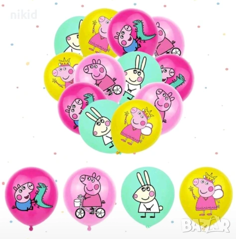 Шарени Пепа Пиг peppa pig pepa Обикновен надуваем латекс латексов балон парти хелий или газ