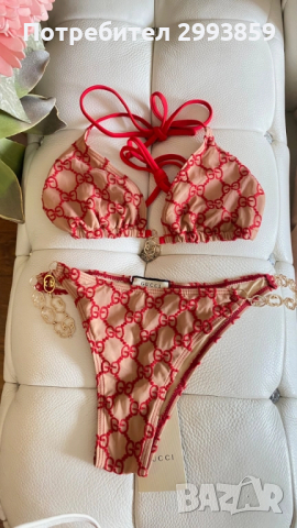 Бикини бански Гучи*Gucci technical gold chain, снимка 3 - Бански костюми - 51480534