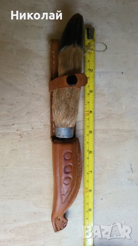 Стар скандинавски нож с кози крак , снимка 1 - Ножове - 42143277