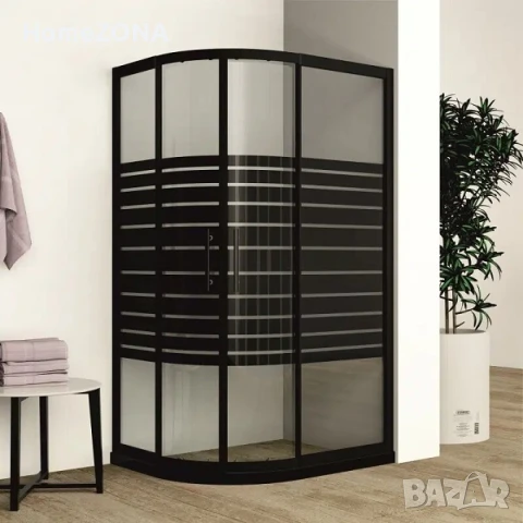 Душ кабина, 85-95х110-120х190 см, черен