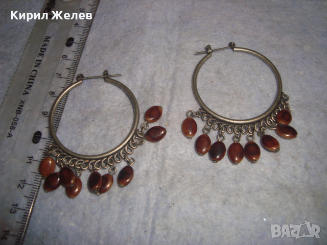 ПОСРЕБРЕНИ ВИНТИДЖ АРТ СТИЛ ОБЕЦИ с ВИСУЛКИ ЕТНОГРАФСКИ МОДЕЛ 74701, снимка 5 - Обеци - 36470701