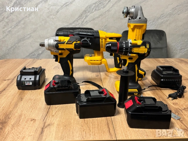 Акумулаторен винтоверт + гайковерт + ъглошлайф + перфоратор 36V | Комплект 4в1, снимка 2 - Винтоверти - 53066492