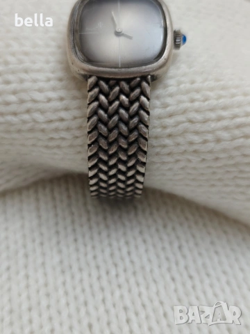 BAUME & MERCIER-Сребърен дамски часовник,сребърна верижка с интересна масивна плетка 800 проба, снимка 3 - Антикварни и старинни предмети - 53148330