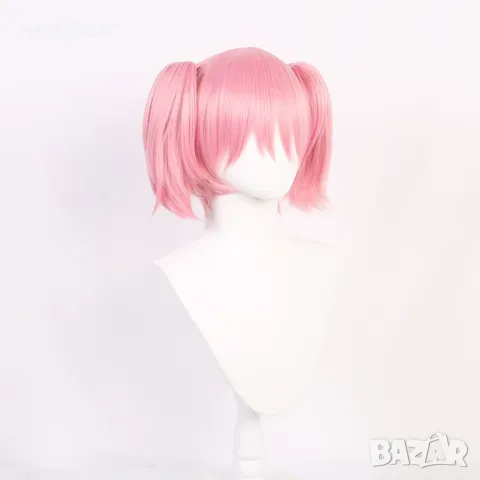 Аниме къса розова перука с две опашки, снимка 2 - Аксесоари за коса - 50287261