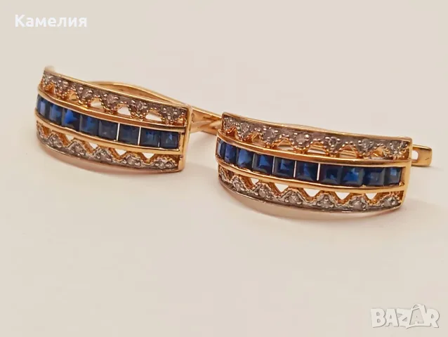 Руско злато. Обеци с брилианти , снимка 4 - Обеци - 55797938