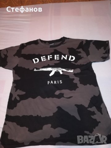Тениска-милитъри-маскировъчнаотпред с щампа на автомат-DEFENDE, снимка 4 - Тениски - 37439329