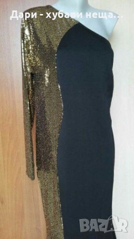 Официална дълга рокля - черно и златисто 🍀👗L,XL(44-46р-р)👗🍀, снимка 1 - Рокли - 35271577