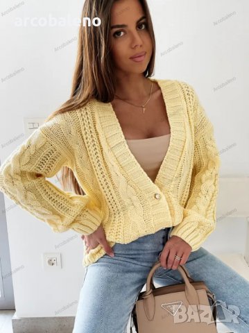 Нова ежедневна къса дамска жилетка (пуловер) с V-образно деколте и копчета, 3цвята , снимка 15 - Жилетки - 39893909