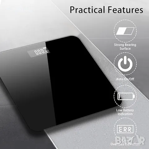 Кантар Smart Pulse с USB зареждане, LED дисплей, Автоматично включване, Слим дизайн, Закалено стъкло, снимка 2 - Друга електроника - 47311127