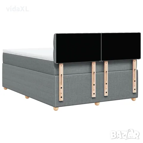 vidaXL Боксспринг легло с матрак, светлосиво, 160x200 см, плат, снимка 6 - Спални и легла - 56146933