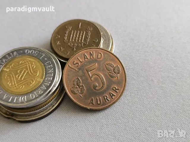 Mонета - Исландия - 5 аурар | 1966г.