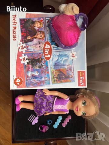Ана кукла и малко куче,аксесуари и пъзел Елза и Ана, снимка 2 - Кукли - 39335688