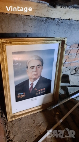 Портрети на Тодор Живков, Леонид Брежнев и други партийни функционери, снимка 3 - Картини - 52379110