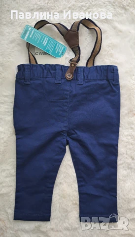 Нов официален бебешки  панталон с тиранти, снимка 2 - Панталони и долнища за бебе - 51189494