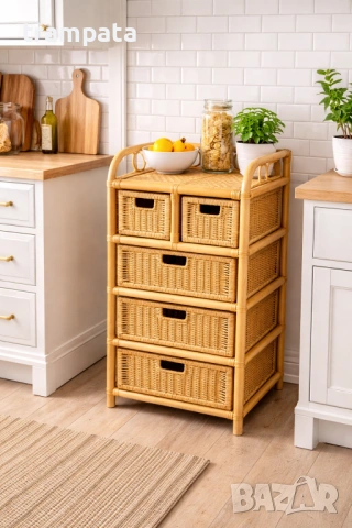 НАЙ ДОБРАТА ОФЕРТА Етажерка , Ратан с 5 чекмиджета 45х35х90см