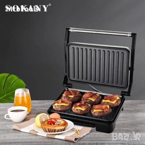Електрическа грил скара с незалепващи плочи – Sandwich Maker 850W Sokany, снимка 4 - Тостери - 54130292