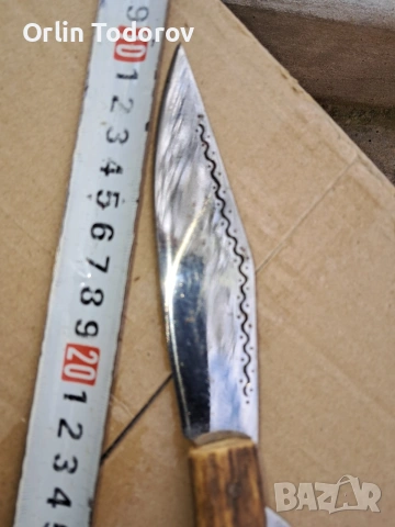 Ръчно изработени нож с косалена дръжка, снимка 5 - Ножове - 54242709