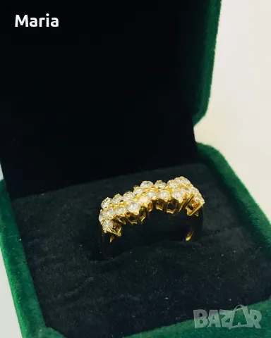 Дамски пръстен жълто злато и брилянти, снимка 10 - Пръстени - 49970778