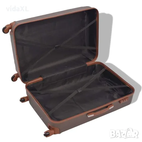 vidaXL Комплект от 4 броя твърди куфари на колелца, цвят кафе, снимка 2 - Куфари - 56148319
