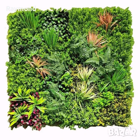 Декоративен Панел 1м² от Изкуствена Зеленина с Цветни Акценти – kw2734, снимка 4 - Декорация за дома - 51206239