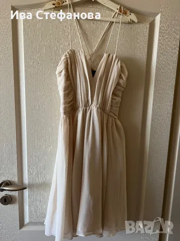 Wow разкошна  ефирна елегантна парти коктейлна официална кукленска рокля цвят пудра, снимка 6 - Рокли - 47499737