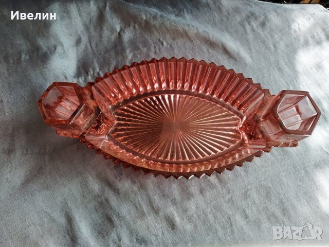 стара стъклена купа арт деко, снимка 2 - Антикварни и старинни предмети - 30454324