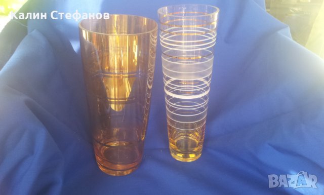 Две различни вази калиево стъкло от едно време, снимка 4 - Антикварни и старинни предмети - 29876470