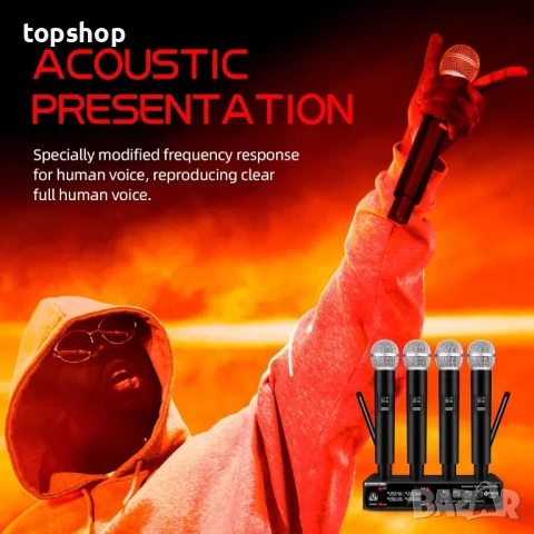 НОВА безжична микрофонна система с 4 / четири микрофона Debra Audio VM304 VHF, XLR интерфейс, снимка 5 - Микрофони - 50553799