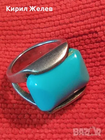 СКЪПОЦЕНЕН СРЕБЪРЕН ПРЪСТЕН СРЕБРО 925 с ГОЛЯМ ШЛИФОВАН ТЮРКОАЗ ВИНТИДЖ АРТ МОДЕЛ 48577, снимка 15 - Пръстени - 49294704