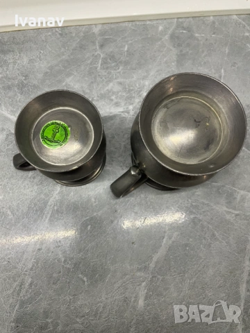 Комплект от две оловни мерителни чашки, снимка 4 - Антикварни и старинни предмети - 53975480