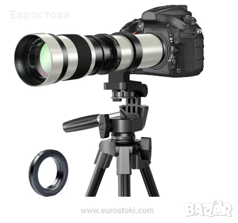 BENOISON 420-800 мм F8.3-16 супер телеобектив с вариометър и ръчно фокусиране, с адаптерен пръстен 