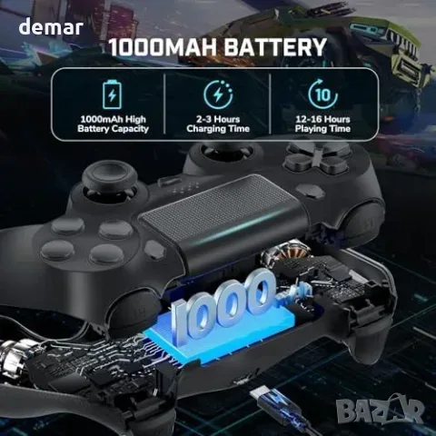 2бр. безжични гейм контролери за PS4/PC с RGB и вибрации, снимка 7 - Джойстици и геймпадове - 55933493