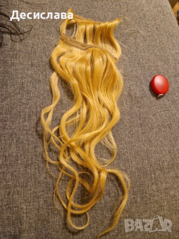 Естествена коса - 2 треси с по 6 реда - русо, снимка 1
