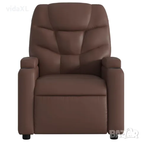 vidaXL Масажен наклоняем стол, кафяв, изкуствена кожа, снимка 4 - Дивани и мека мебел - 56147380