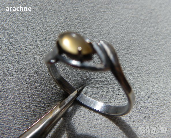 Стар български сребърен пръстен с лунен камък , снимка 3 - Пръстени - 31702618